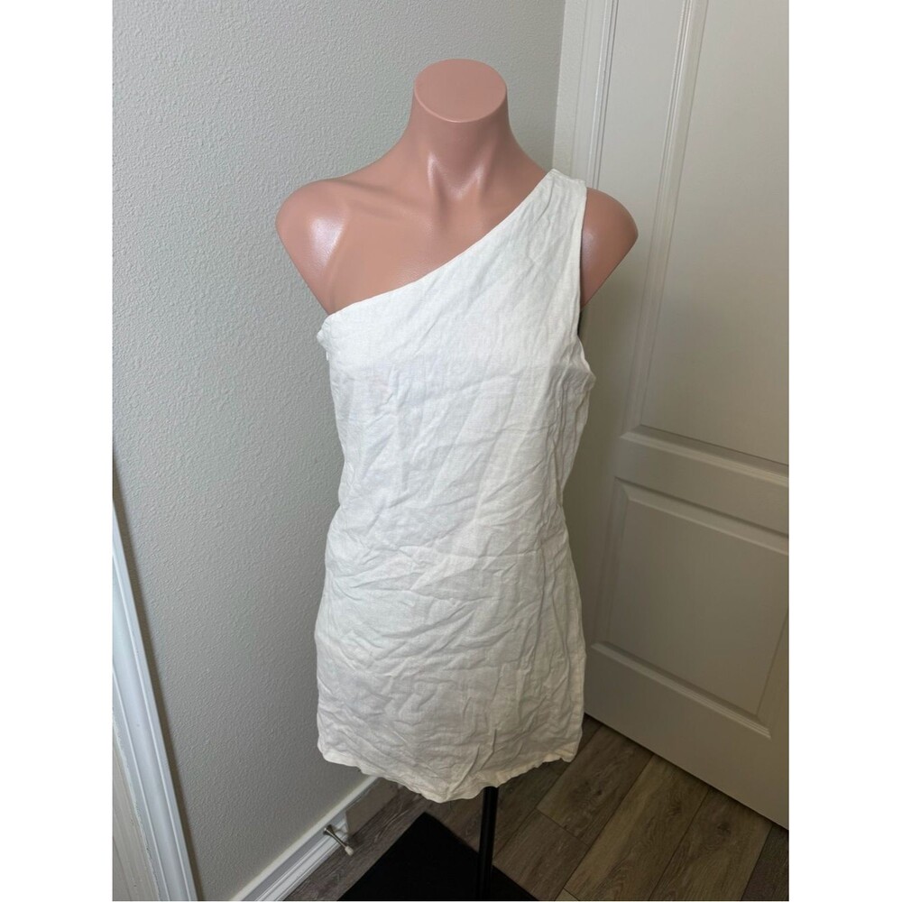 L.A. Hearts One-Shoulder White Linen Blend Dress Sz S